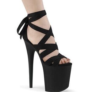 Pleaser Black Strappy Platform High Heels
